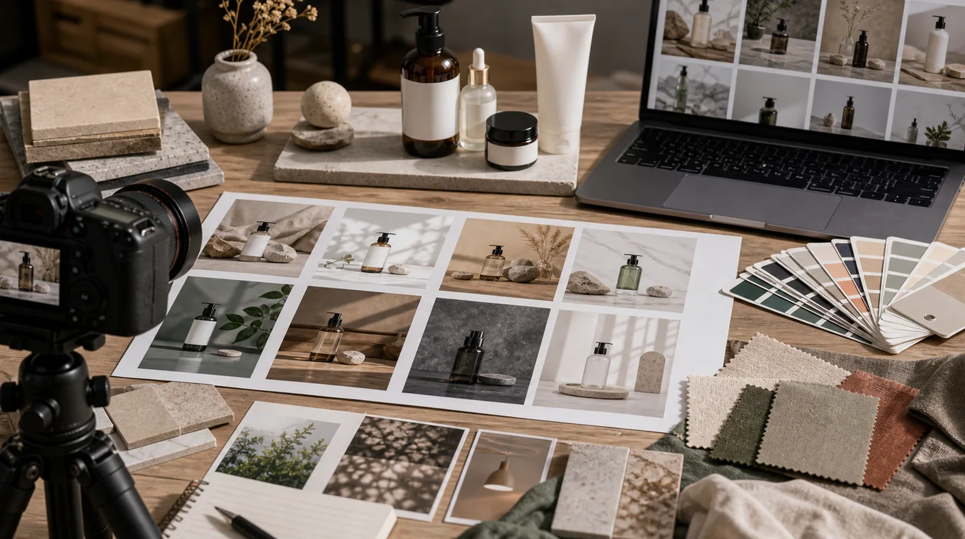 Product photography background templates arranged by brand mood