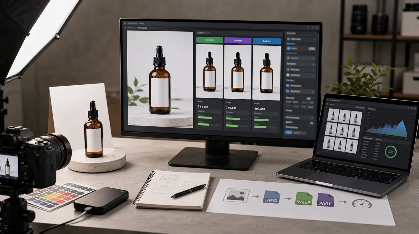 Optimized product image formats showing WebP and AVIF delivery