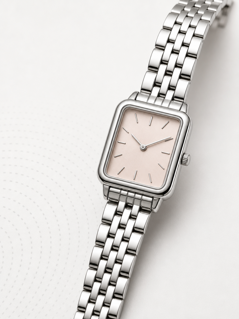 Square-Dial Silver Bracelet Watch