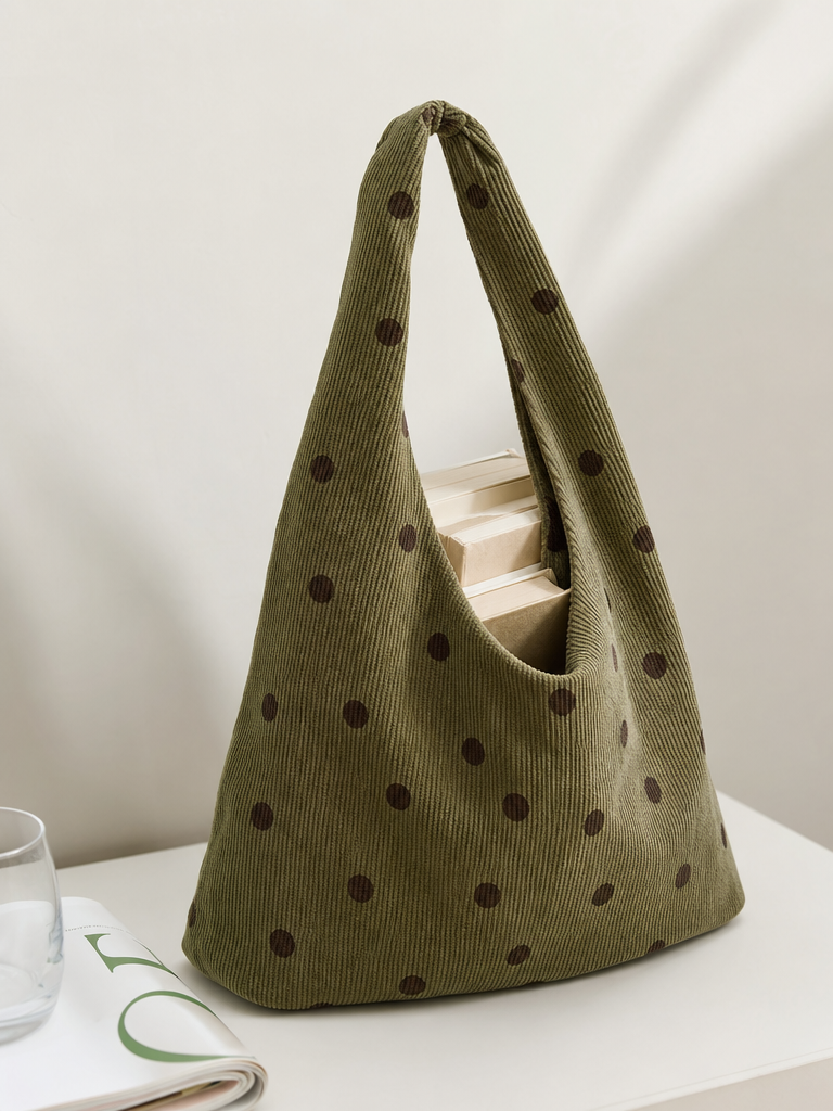 Polka Dot Corduroy Shoulder Bag
