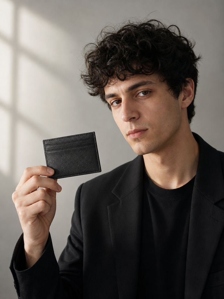 Leather Card Wallet Black