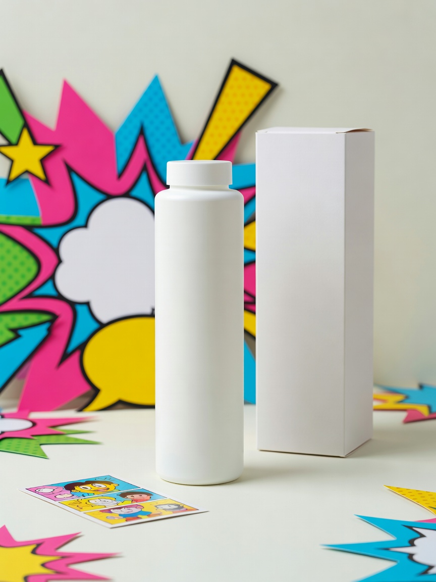 White Cylinder Lotion Bottle