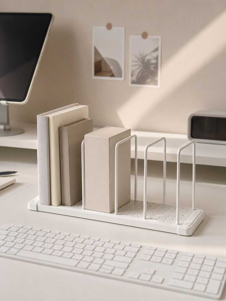 White Wire Book Rack Stand