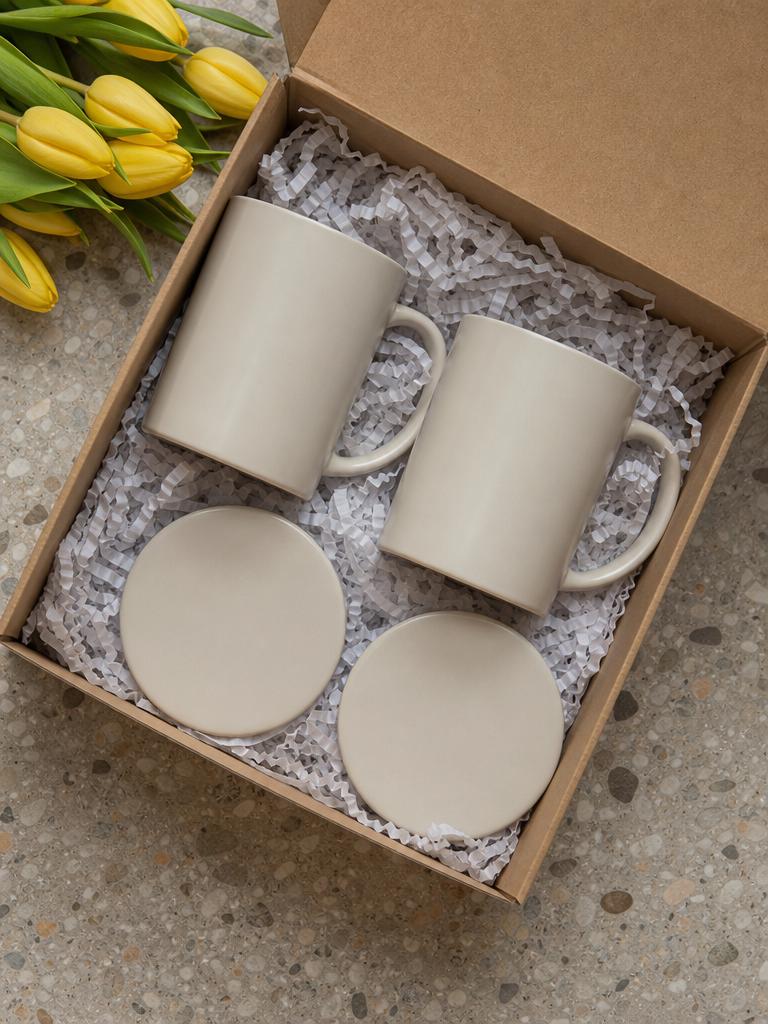 Cream Mug & Coaster Gift Set