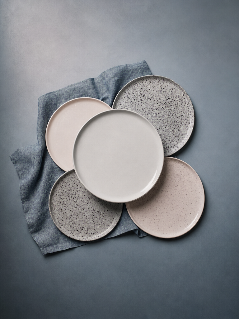 Vintage Matte Ceramic Plate Set of 5