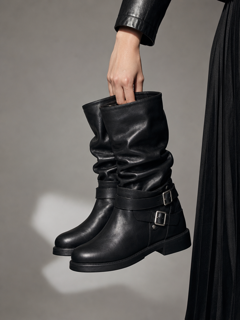 Ruched Mid Boots