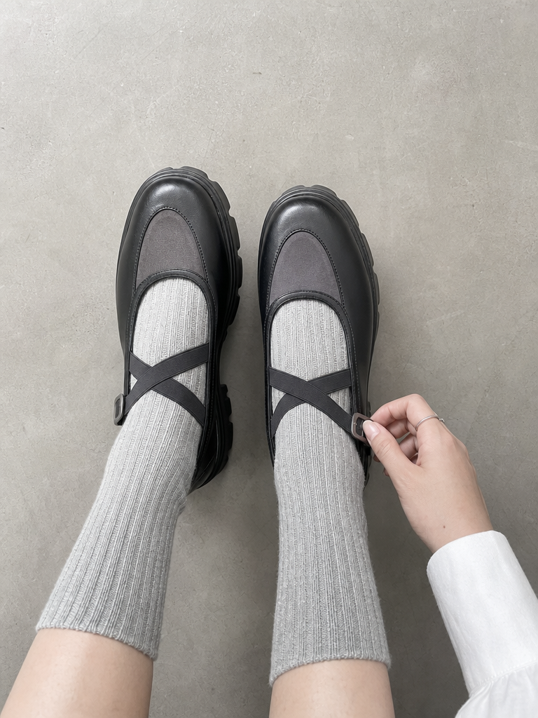 Cross-Strap Mary Jane Shoes