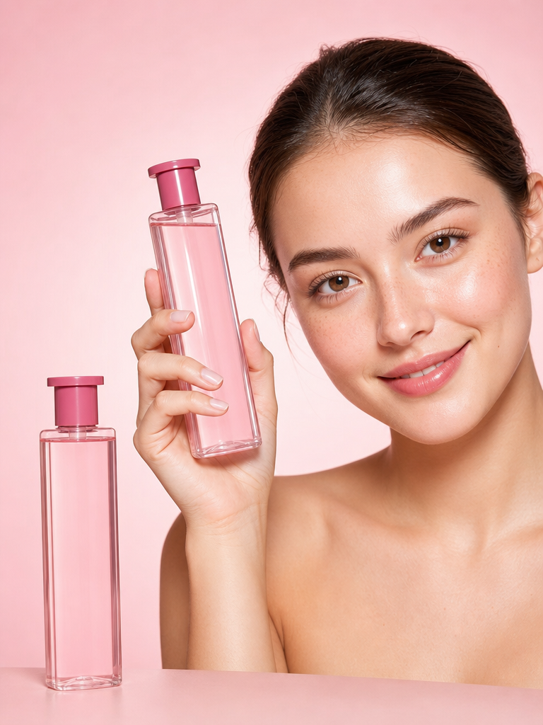 Pink Toner Duo with a Smiling Model