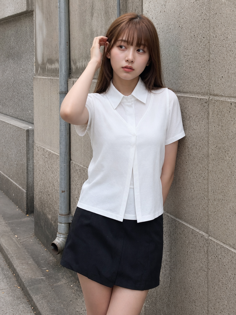 White Collar Short Sleeve Shirt