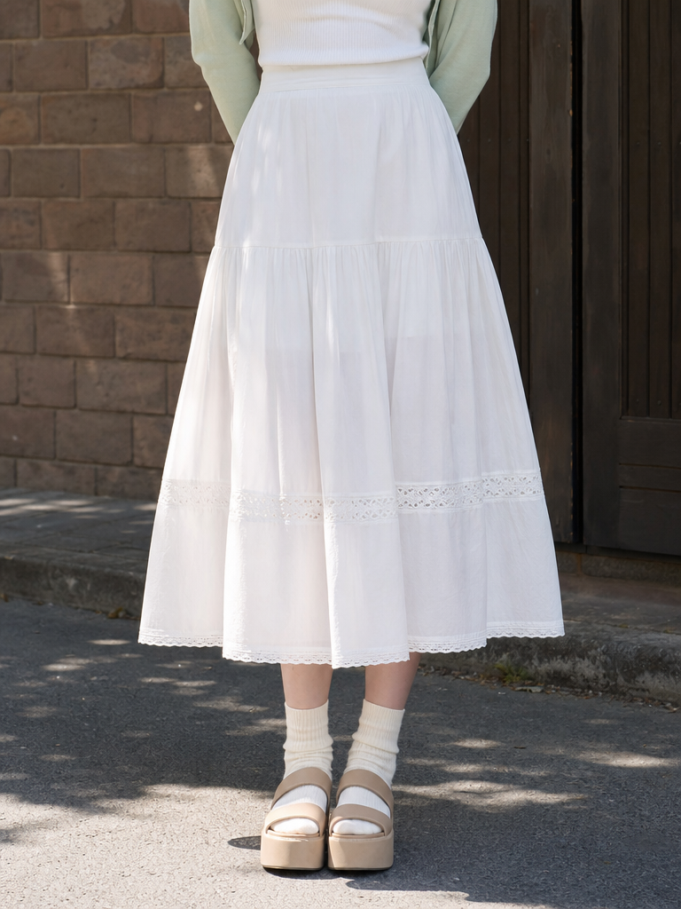 Lace Tiered Long Skirt