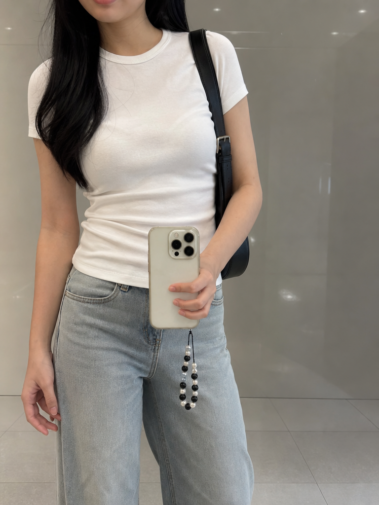 White Slim Round-Neck Short-Sleeve Tee