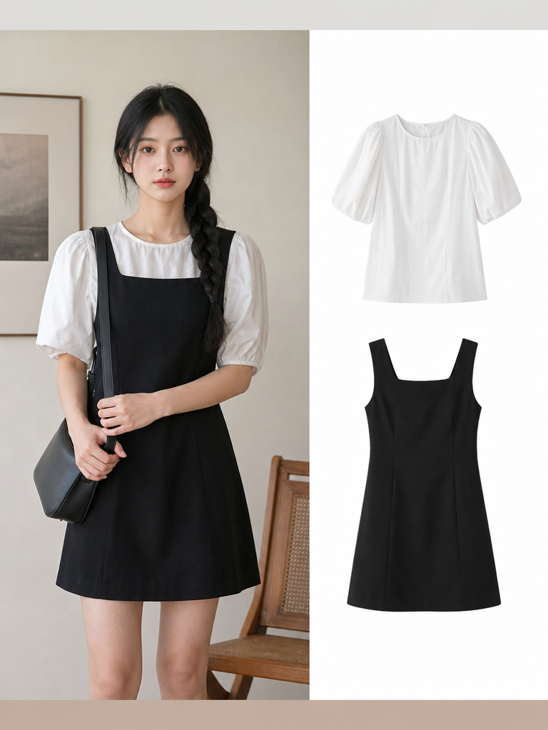 Puff Sleeve Round Blouse