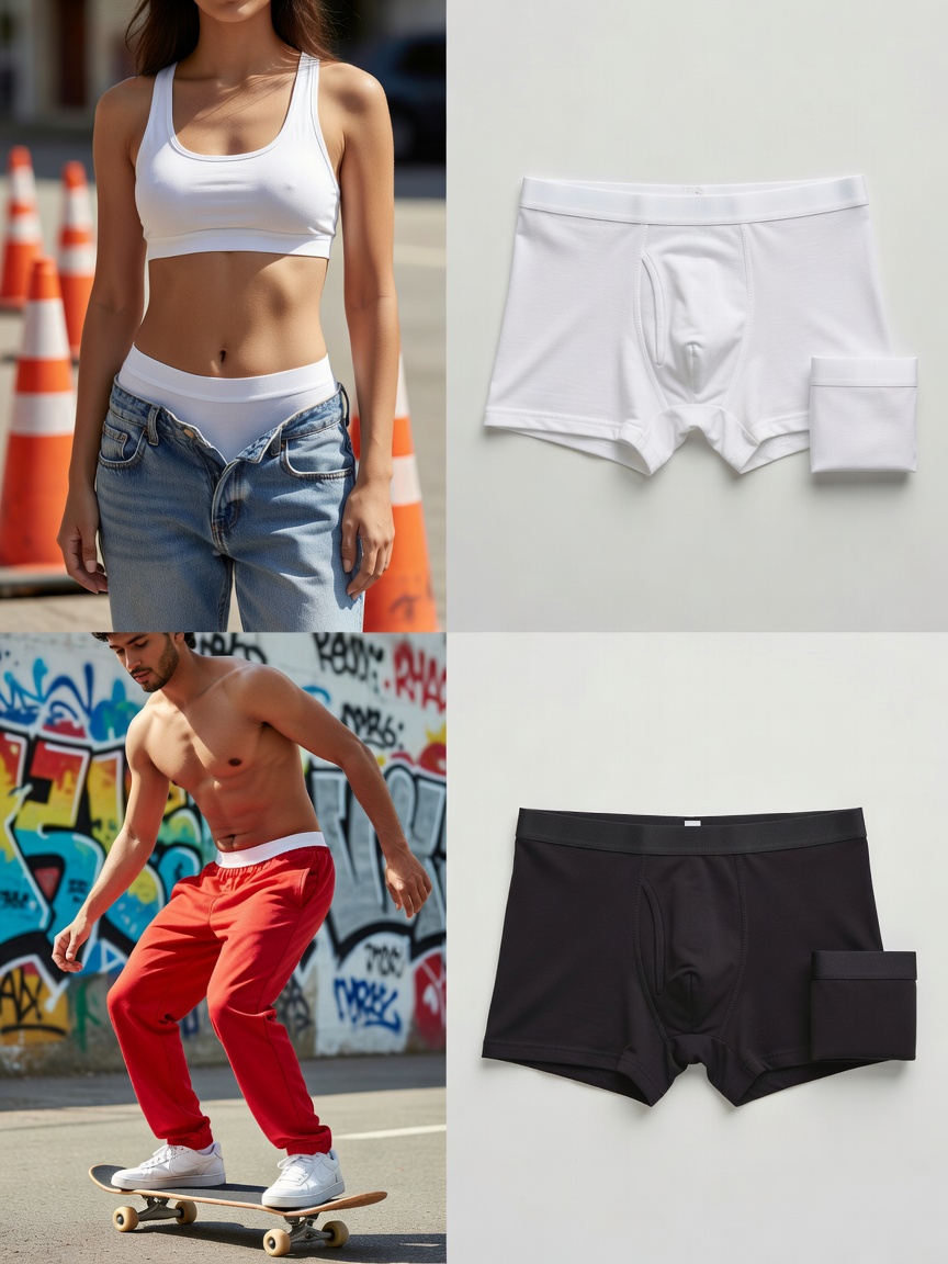 Unisex Boxer Brief 2-Pack, White & Black
