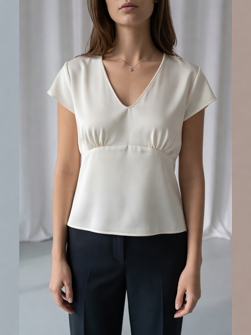 Satin V-Neck Blouse
