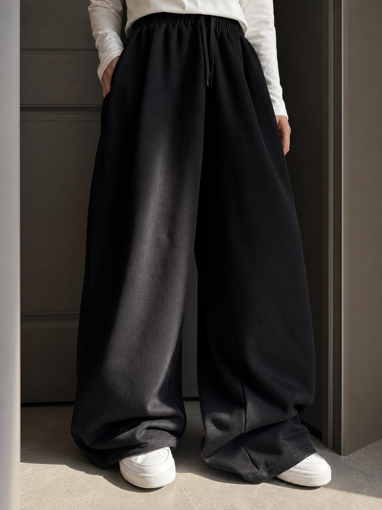 Black Wide Training Pants