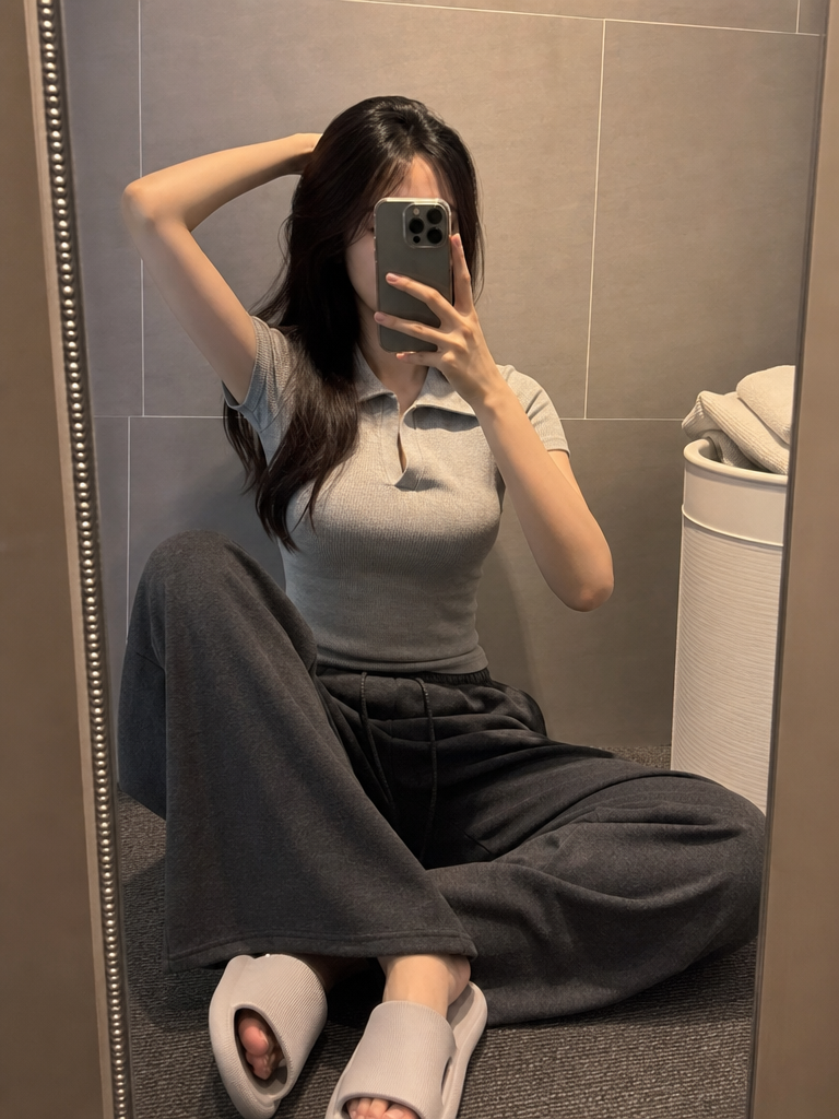 Collared Knit Short-Sleeve Tee