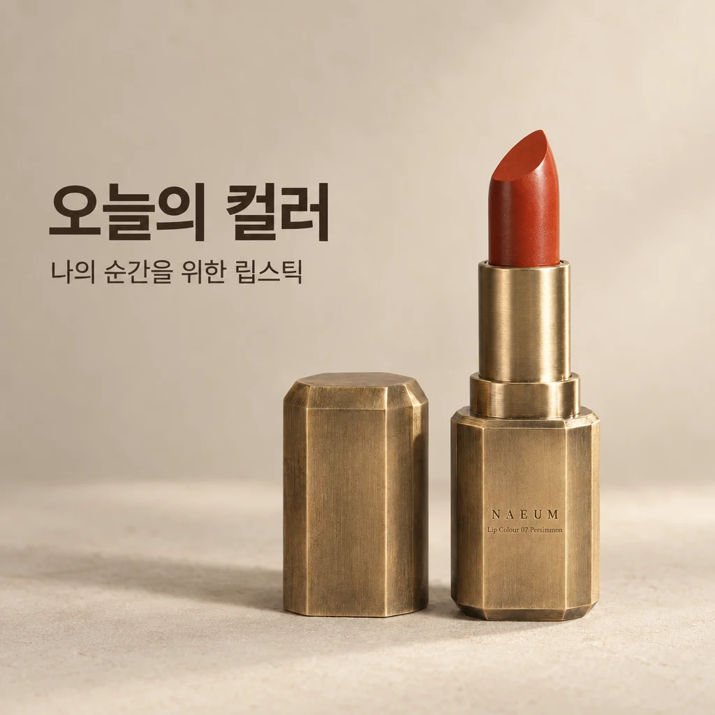 Demo lipstick intro panel with a supplied Korean headline and supporting line